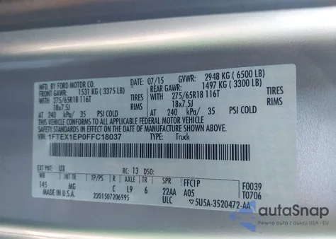 2015 Ford F-150 Xlt from USA, damaged, VIN 1FTEX1EP0FFC18037